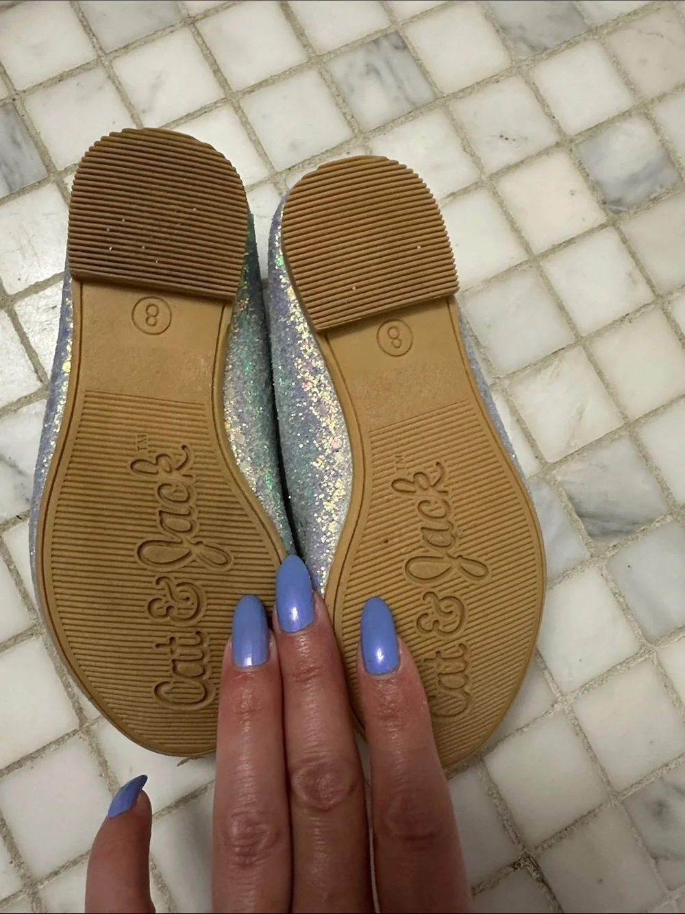 Cat & Jack Glitter Ballet Flats in Iridescent Light Blue